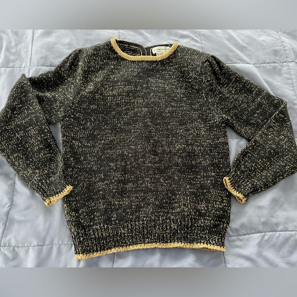 Lauren Alexandra Petites Black and Gold Sweater Size M